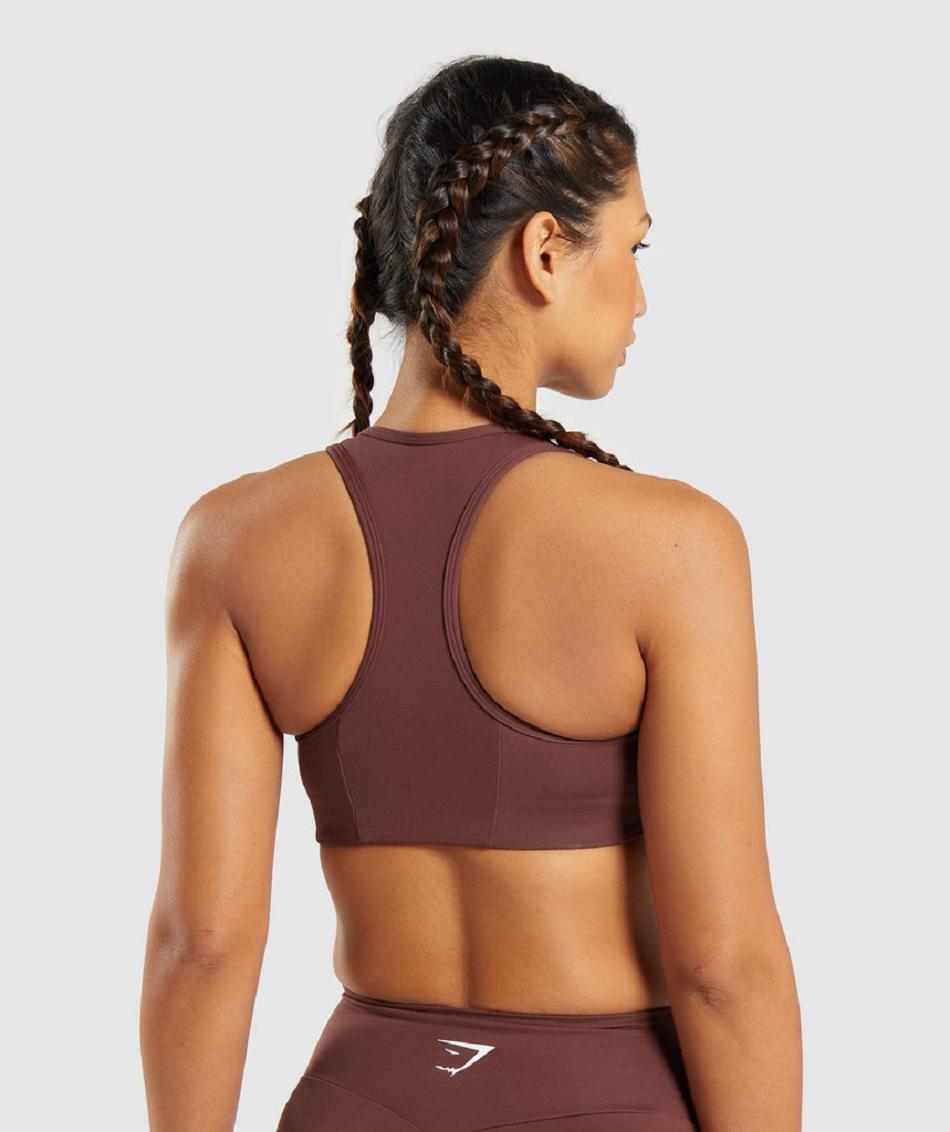 Gymshark Essential Racer Back Ženske Sportski Grudnjak Roze Smeđe | HR 3427HAP